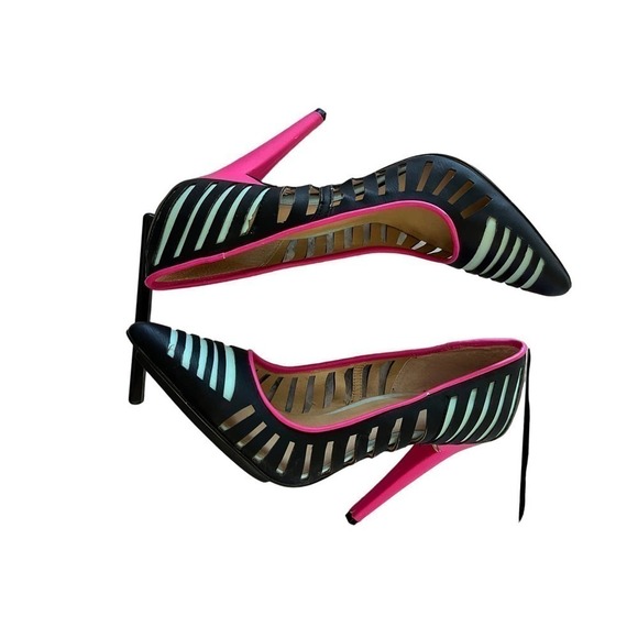 GX by Gwen Stefani Black/Pink/Aqua 4" Heels Adorable NWOT  7.5 - Picture 5 of 9